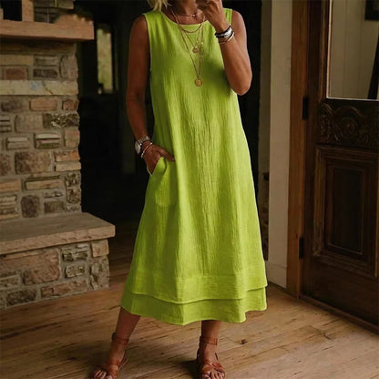 👗☀️Robe d'été sans manches à volants pour femme - Style décontracté et aérien🔥