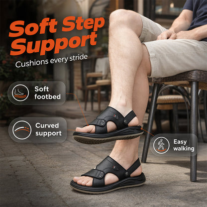 👡 50 % DE RÉDUCTION ! ✨ Sandales en cuir pour homme 2 en 1 – Polyvalentes pour l'extérieur et la plage – Cuir véritable, semelle flexible et confort optimal – Parfaites pour les journées chaudes et un look décontracté ☀️🌊