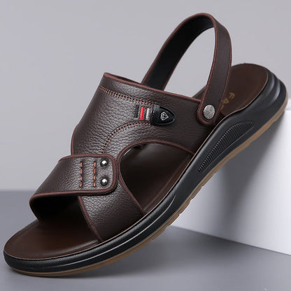 👡 50 % DE RÉDUCTION ! ✨ Sandales en cuir pour homme 2 en 1 – Polyvalentes pour l'extérieur et la plage – Cuir véritable, semelle flexible et confort optimal – Parfaites pour les journées chaudes et un look décontracté ☀️🌊