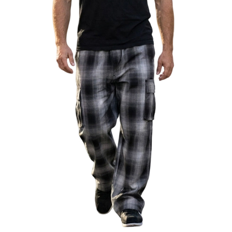 😎Nouveauté🩶Pantalon cargo à carreaux rétro pour homme, coupe ample