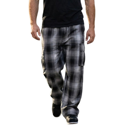 😎Nouveauté🩶Pantalon cargo à carreaux rétro pour homme, coupe ample