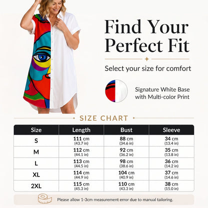 Robe-chemise imprimée pour femme, style portrait artistique