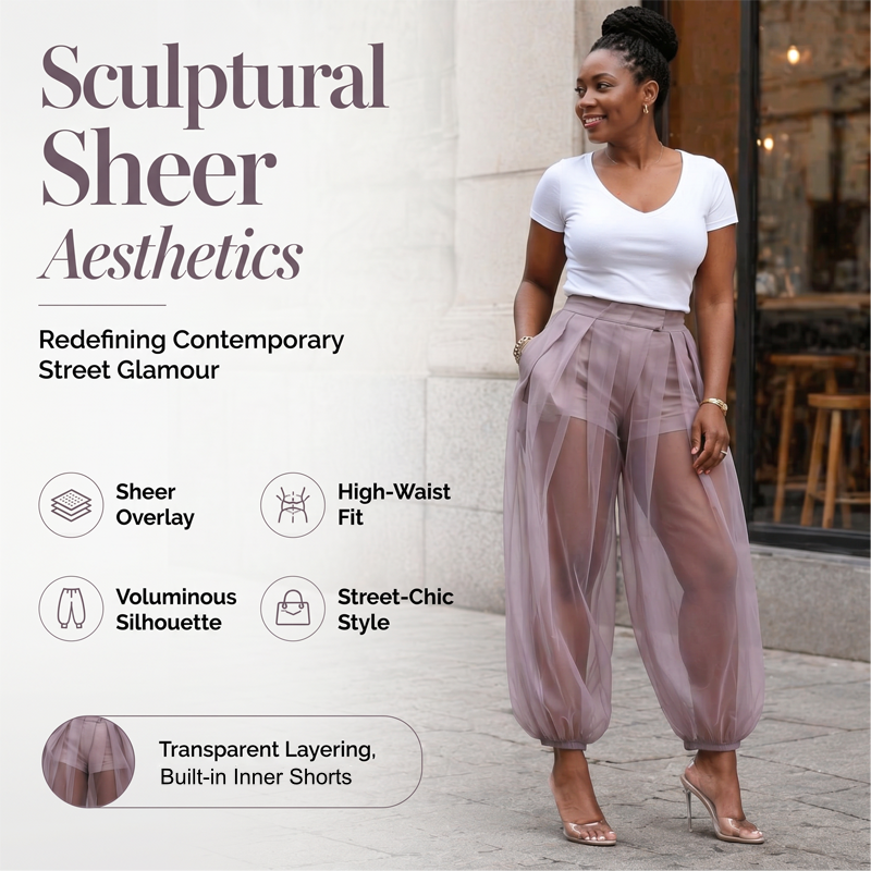Pantalon lanterne à empiècements en maille pour femmes