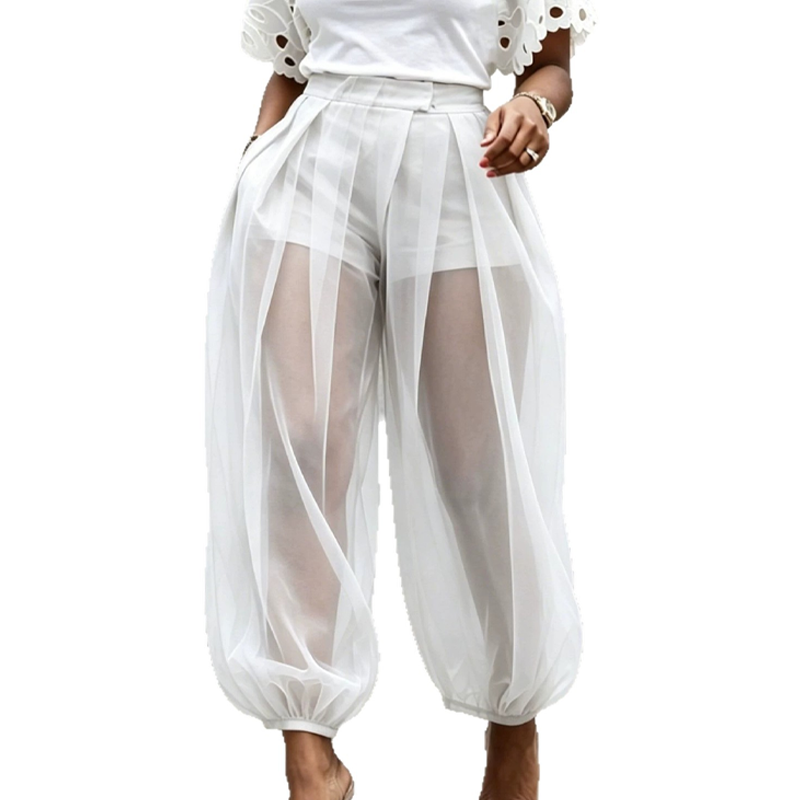 Pantalon lanterne à empiècements en maille pour femmes