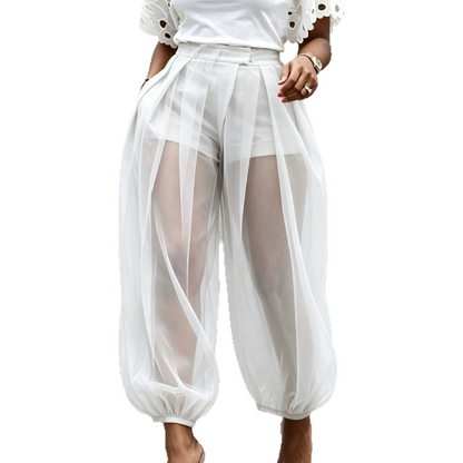 Pantalon lanterne à empiècements en maille pour femmes