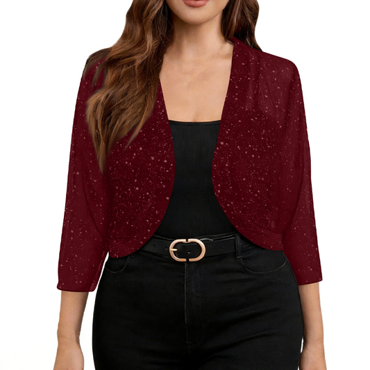 Gilet ouvert en maille scintillante pour femme