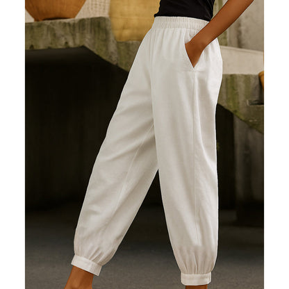 🔥-50% 👖 Pantalon Femme Décontracté Couleur Unie – Taille Haute Coupe Ample Poches Latérales