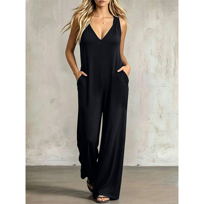 🔥-50%👗 Combinaison Femme d’Été Col V à Manches Courtes – Tissu Léger Coupe Ample Poches Intégrées🌊 de la plage directement au restaurant ☀️