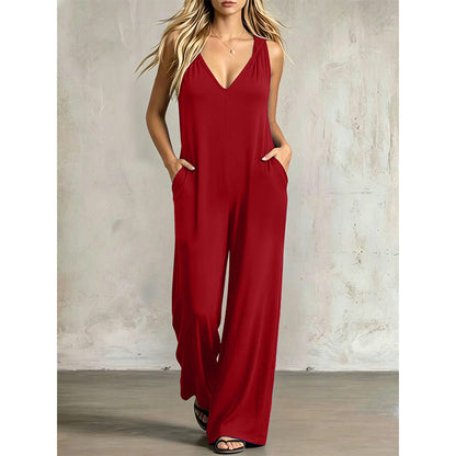 🔥-50%👗 Combinaison Femme d’Été Col V à Manches Courtes – Tissu Léger Coupe Ample Poches Intégrées🌊 de la plage directement au restaurant ☀️