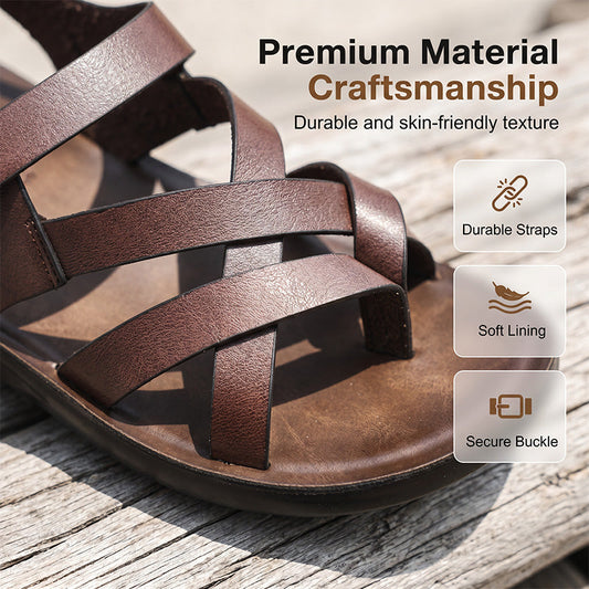 👡 50% DE RÉDUCTION ! ☀️ Sandales Romaines Homme – Synthétique Premium – Semelle Souple & Bride Réglable for Été & Plage