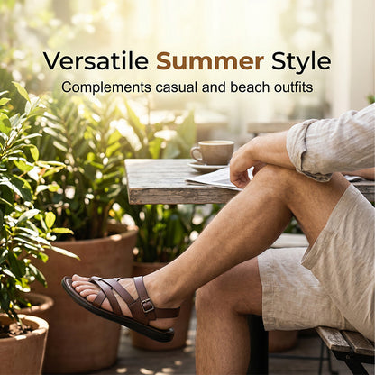 👡 50% DE RÉDUCTION ! ☀️ Sandales Romaines Homme – Synthétique Premium – Semelle Souple & Bride Réglable for Été & Plage