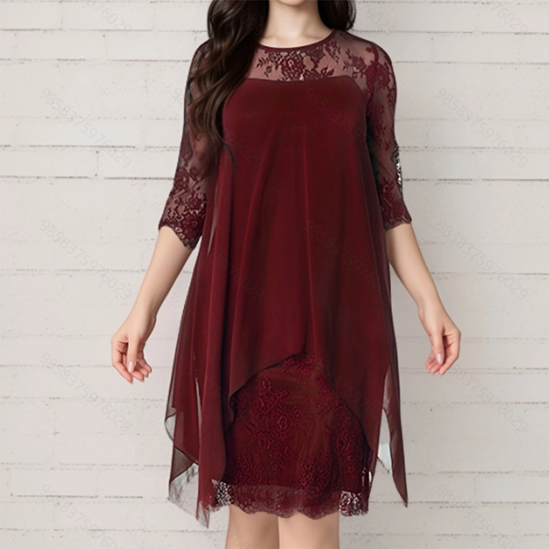 ✨ OFFRE À DURÉE LIMITÉE – 50% DE RÉDUCTION ! 💞 Robe Élégante pour Femme – Superposition de Dentelle, Ourlet Asymétrique & Tissu Polyester Doux – Parfaite pour les Mariages, Cocktails et Soirées – Bordeaux, Noir, Bleu – Tailles S à 3XL 🌸👗