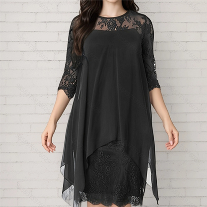 ✨ OFFRE À DURÉE LIMITÉE – 50% DE RÉDUCTION ! 💞 Robe Élégante pour Femme – Superposition de Dentelle, Ourlet Asymétrique & Tissu Polyester Doux – Parfaite pour les Mariages, Cocktails et Soirées – Bordeaux, Noir, Bleu – Tailles S à 3XL 🌸👗