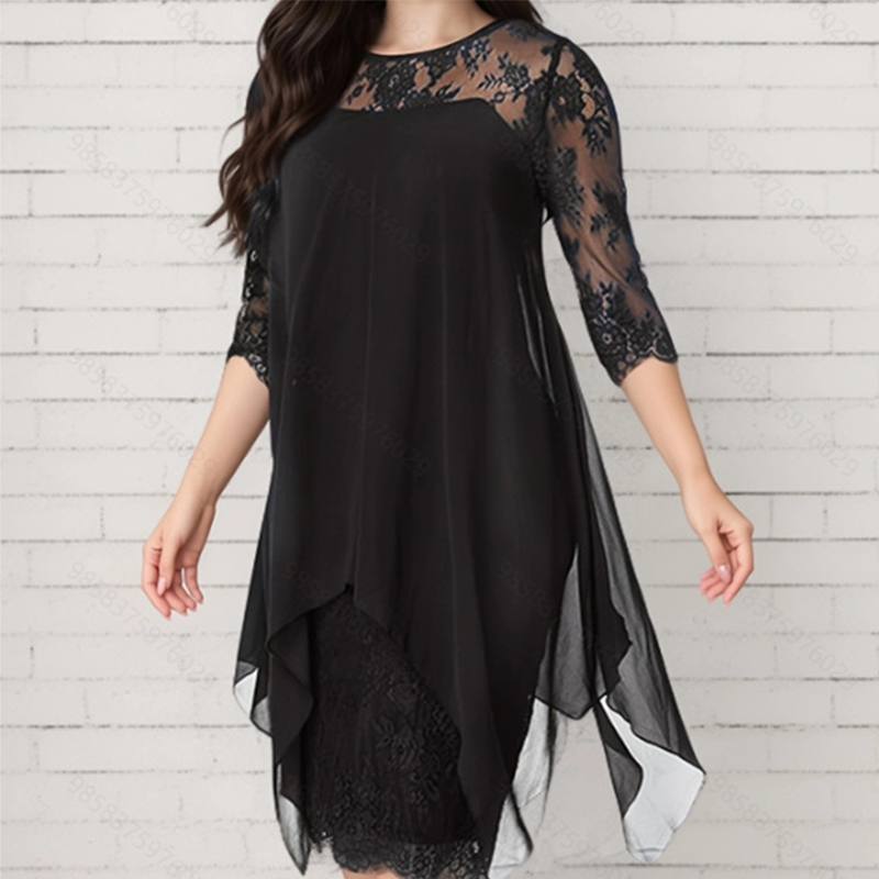 ✨ OFFRE À DURÉE LIMITÉE – 50% DE RÉDUCTION ! 💞 Robe Élégante pour Femme – Superposition de Dentelle, Ourlet Asymétrique & Tissu Polyester Doux – Parfaite pour les Mariages, Cocktails et Soirées – Bordeaux, Noir, Bleu – Tailles S à 3XL 🌸👗