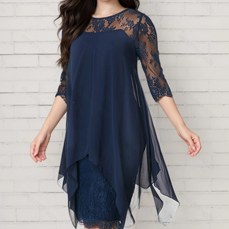 ✨ OFFRE À DURÉE LIMITÉE – 50% DE RÉDUCTION ! 💞 Robe Élégante pour Femme – Superposition de Dentelle, Ourlet Asymétrique & Tissu Polyester Doux – Parfaite pour les Mariages, Cocktails et Soirées – Bordeaux, Noir, Bleu – Tailles S à 3XL 🌸👗