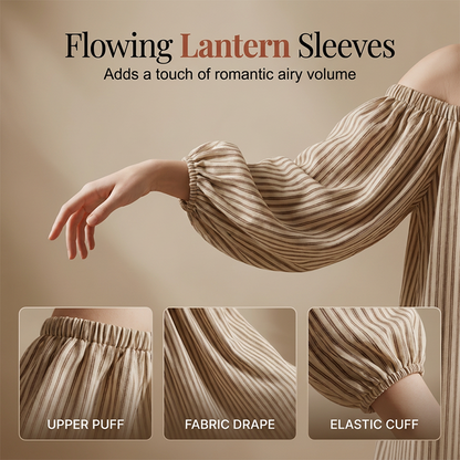 👗 -50% MAINTENANT ! 🌸 Robe Maxi Épaules Dénudées Femme – Manches lanternes & coupe fluide – Parfaite pour les soirées d'été ou les soirées romantiques – élégante et légère ✨🌿