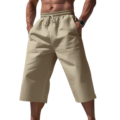 ⏰ 50 % de réduction – Offre limitée dans le temps 🌿 Pantalon en lin pour homme, longueur 7/8 ☀️ Ample, respirant et idéal pour l'été et les loisirs