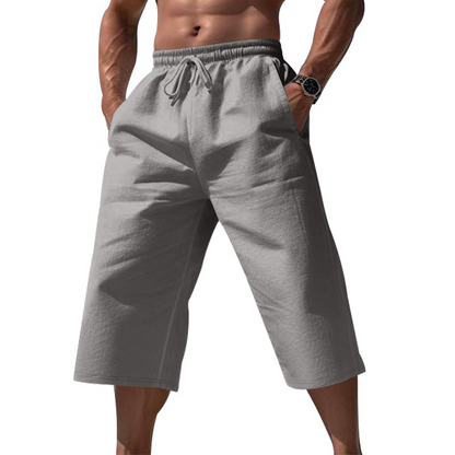 ⏰ 50 % de réduction – Offre limitée dans le temps 🌿 Pantalon en lin pour homme, longueur 7/8 ☀️ Ample, respirant et idéal pour l'été et les loisirs