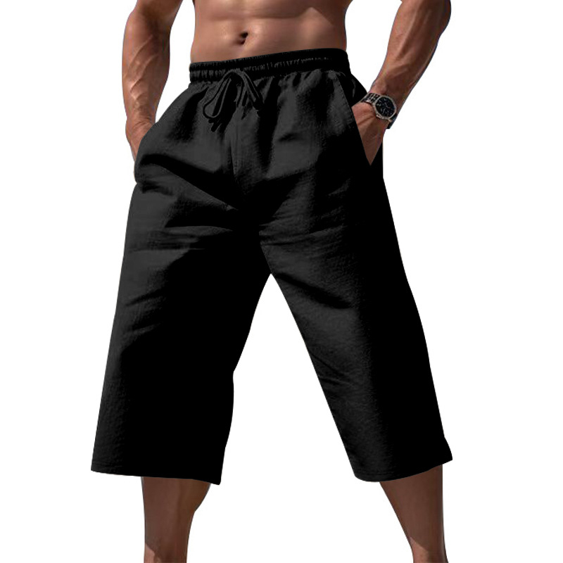 ⏰ 50 % de réduction – Offre limitée dans le temps 🌿 Pantalon en lin pour homme, longueur 7/8 ☀️ Ample, respirant et idéal pour l'été et les loisirs