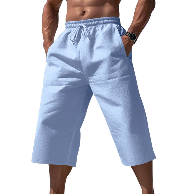 ⏰ 50 % de réduction – Offre limitée dans le temps 🌿 Pantalon en lin pour homme, longueur 7/8 ☀️ Ample, respirant et idéal pour l'été et les loisirs