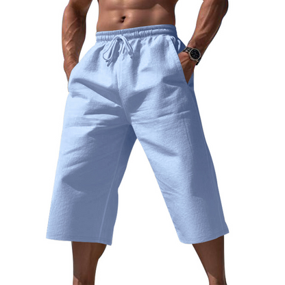 ⏰ 50 % de réduction – Offre limitée dans le temps 🌿 Pantalon en lin pour homme, longueur 7/8 ☀️ Ample, respirant et idéal pour l'été et les loisirs