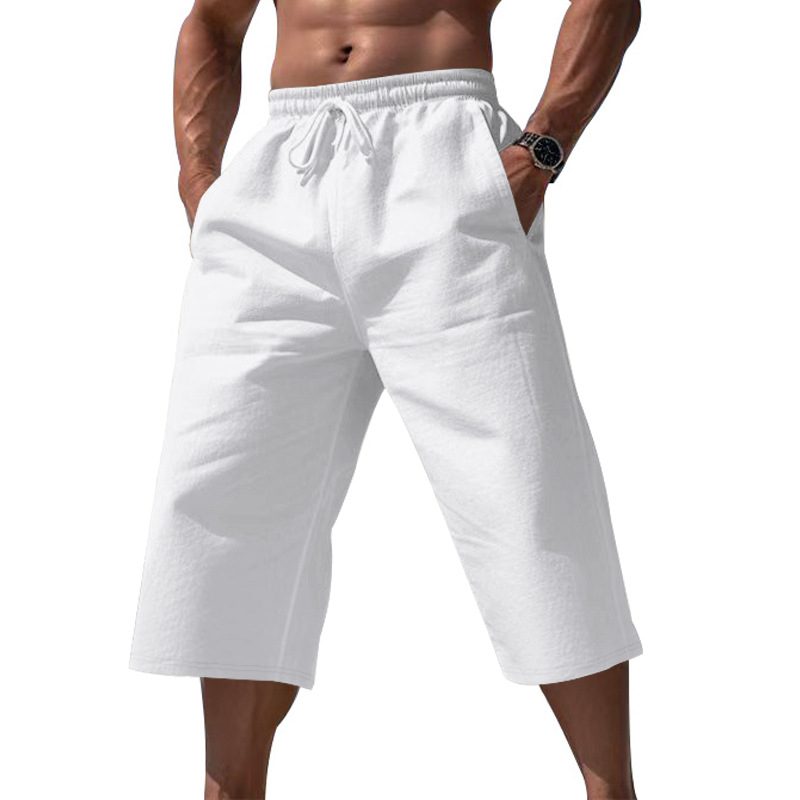 ⏰ 50 % de réduction – Offre limitée dans le temps 🌿 Pantalon en lin pour homme, longueur 7/8 ☀️ Ample, respirant et idéal pour l'été et les loisirs