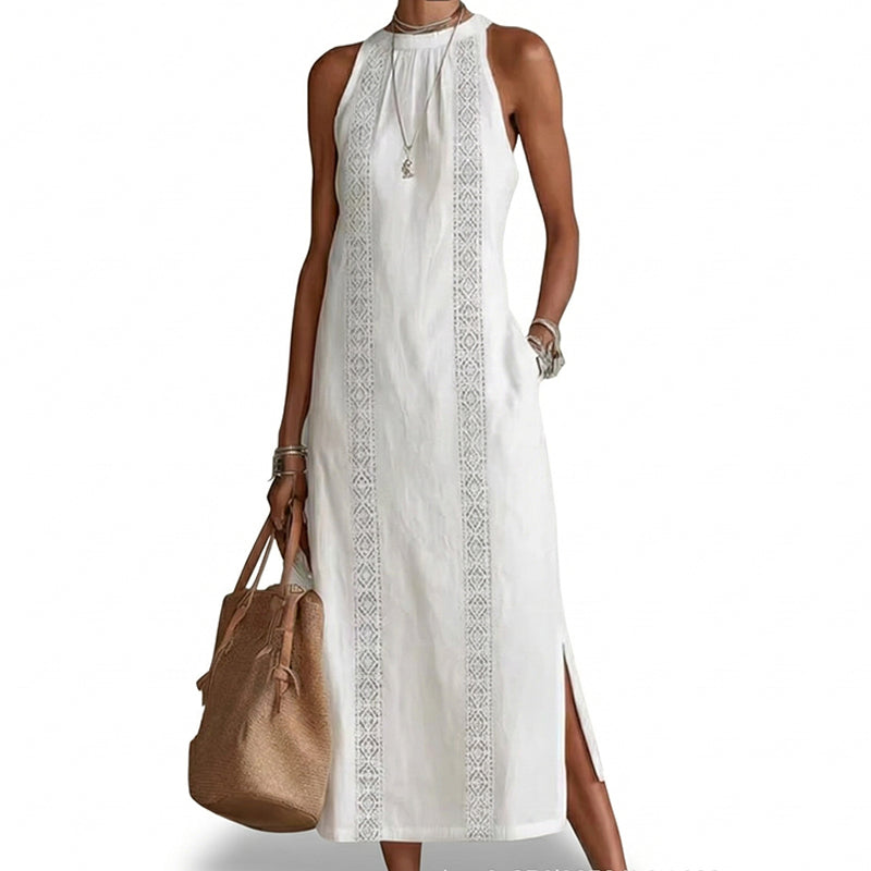 🌸🎉 -50% | Robe Vintage Femme en Coton et Lin avec Empiècements en Dentelle – Confortable, Élégante & Parfaite pour l'Été 2026
