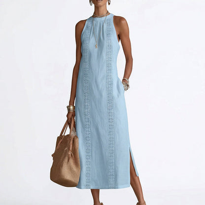 🌸🎉 -50% | Robe Vintage Femme en Coton et Lin avec Empiècements en Dentelle – Confortable, Élégante & Parfaite pour l'Été 2026