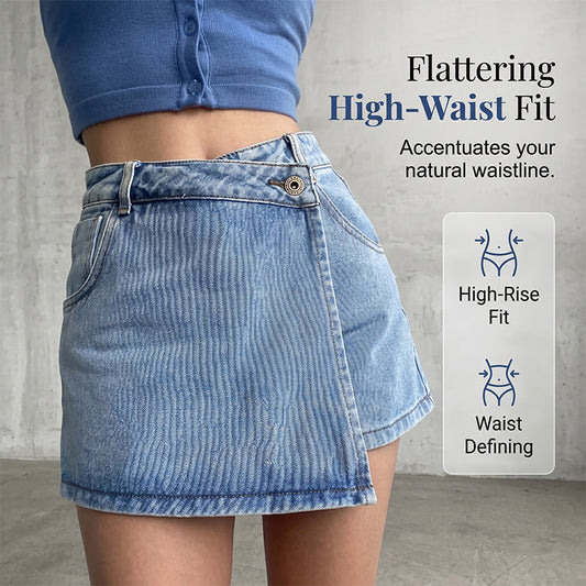 🔥-50% de réduction 👖 Jupe en jean femme, ourlet asymétrique, coupe courte, coupe couvrante, avec poches