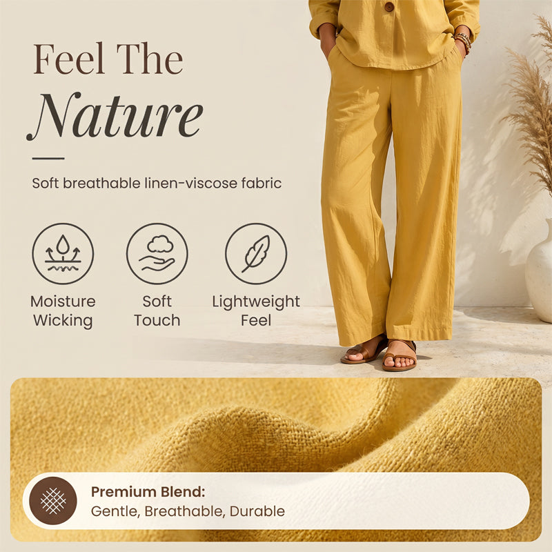 🔥-40%👗 Ensemble Femme Haut Col en V et Pantalon Large – Tenue Décontractée Deux Pièces🍃 idéale maison et ville