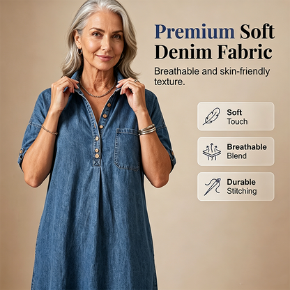 🔥-45%👗 Robe Chemise Jean Femme 🤍col rabattu et coupe confortable pour le travail