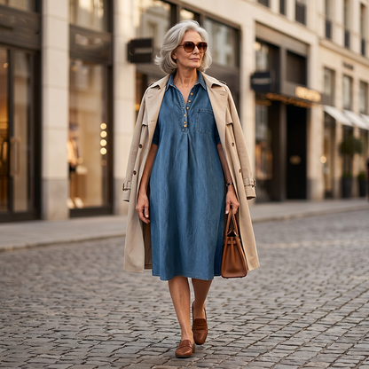 🔥-45%👗 Robe Chemise Jean Femme 🤍col rabattu et coupe confortable pour le travail