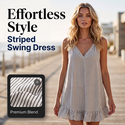 🔥-50%👗 Robe Femme Sans Manches 🌿 Robe décontractée rayée sans manches, col en V et volants pour l'été
