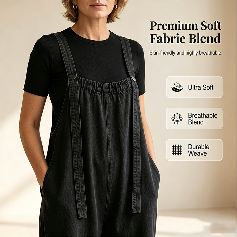 🔥-50%👖 Salopette Femme Style Jean Coupe Ample – Bretelles Réglables et Poches🤍 coupe fluide et confortable|Livraison gratuite