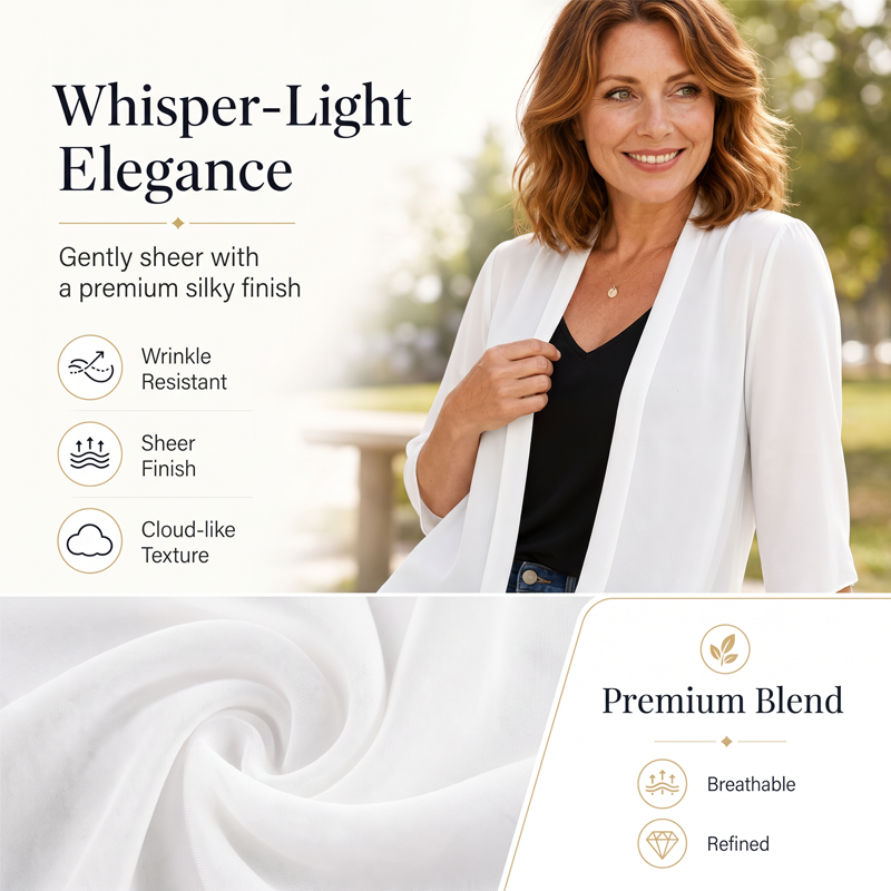 🔥-50% 🌿Cardigan Léger Femme en Mousseline – Ouverture Devant Manches Courtes🤍 pour un look chic décontracté