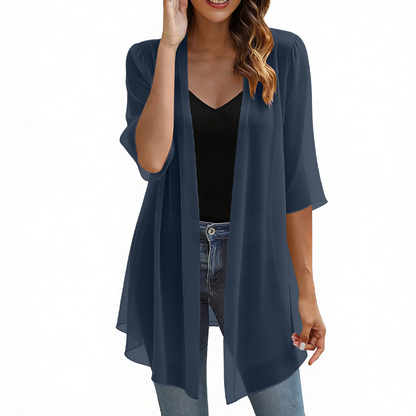 🔥-50% 🌿Cardigan Léger Femme en Mousseline – Ouverture Devant Manches Courtes🤍 pour un look chic décontracté