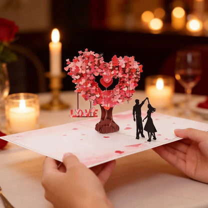 💖DERNIER JOUR DE SOLDES 50 % DE RÉDUCTION💕Carte anniversaire pop-up 3D - Motif romantique avec arbre et cœurs💌