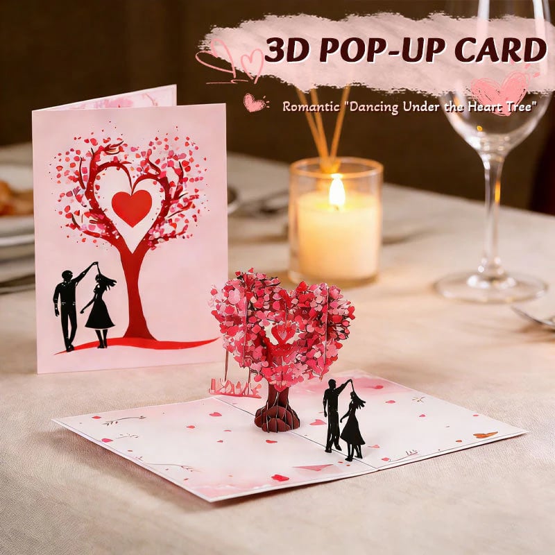 💖DERNIER JOUR DE SOLDES 50 % DE RÉDUCTION💕Carte anniversaire pop-up 3D - Motif romantique avec arbre et cœurs💌