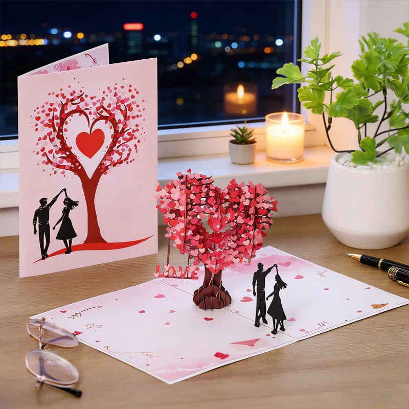 💖DERNIER JOUR DE SOLDES 50 % DE RÉDUCTION💕Carte anniversaire pop-up 3D - Motif romantique avec arbre et cœurs💌