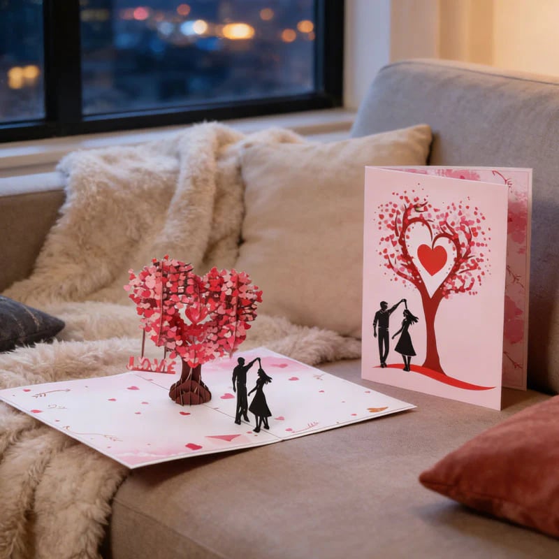 💖DERNIER JOUR DE SOLDES 50 % DE RÉDUCTION💕Carte anniversaire pop-up 3D - Motif romantique avec arbre et cœurs💌
