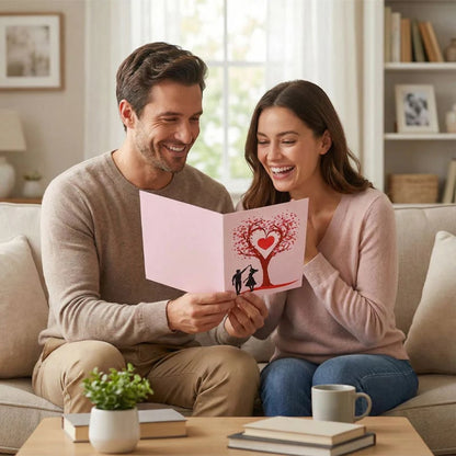 💖DERNIER JOUR DE SOLDES 50 % DE RÉDUCTION💕Carte anniversaire pop-up 3D - Motif romantique avec arbre et cœurs💌