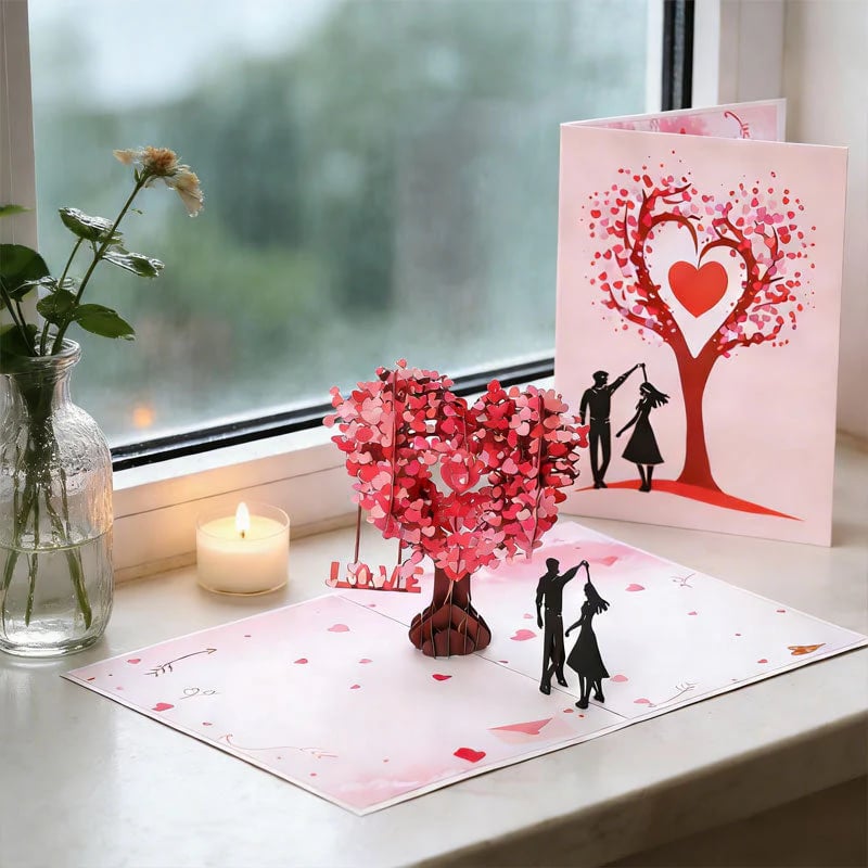 💖DERNIER JOUR DE SOLDES 50 % DE RÉDUCTION💕Carte anniversaire pop-up 3D - Motif romantique avec arbre et cœurs💌