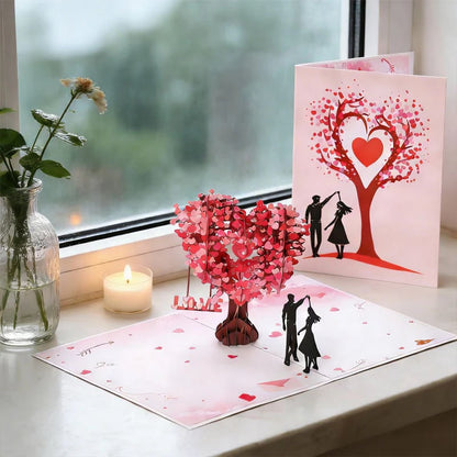 💖DERNIER JOUR DE SOLDES 50 % DE RÉDUCTION💕Carte anniversaire pop-up 3D - Motif romantique avec arbre et cœurs💌