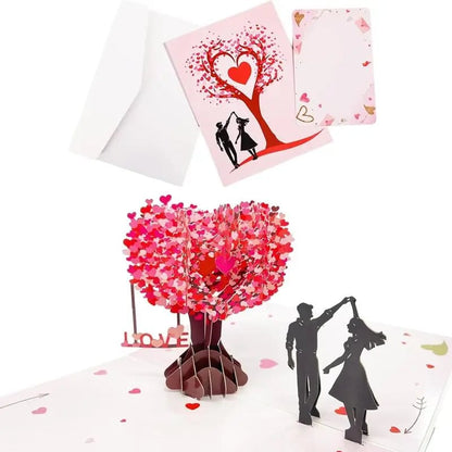 💖DERNIER JOUR DE SOLDES 50 % DE RÉDUCTION💕Carte anniversaire pop-up 3D - Motif romantique avec arbre et cœurs💌