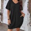 Robe-t-shirt à col en V pour femmes, grandes tailles