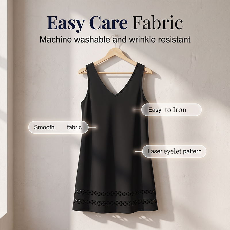🔥-55%👗 Robe Femme Sans Manches Col en V – Ourlet Brodé Ajouré Coupe Fluide