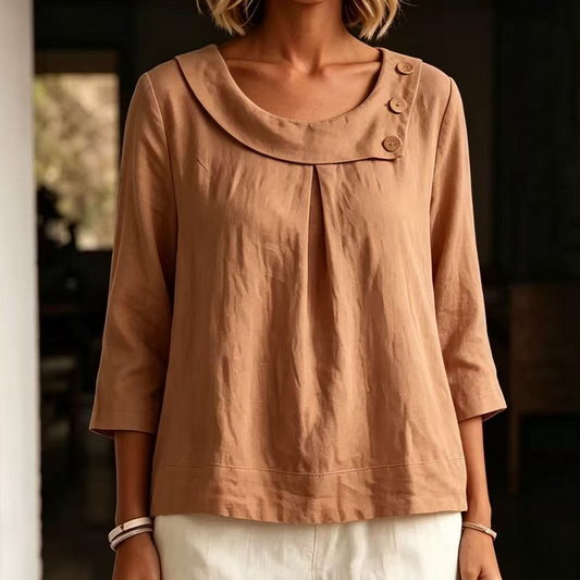 Nouveauté ✨🌸 Top respirant en coton et lin avec boutons décoratifs