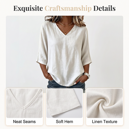 👚 -50% MAINTENANT ! ✨Blouse femme à col V – Style quotidien confortable et coupe élégante, parfaite pour le bureau et les loisirs, respirante et légère 🌸