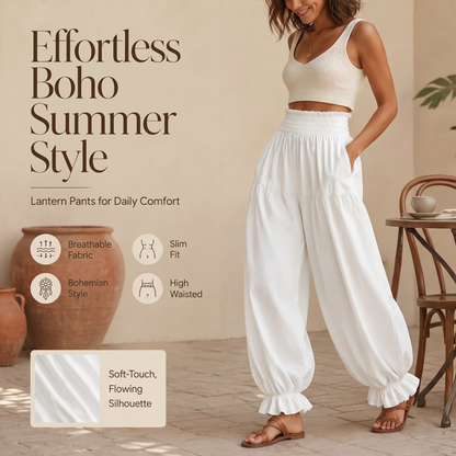 ⌛Offre à durée limitée : pantalon lanterne décontracté à ourlet volanté pour femme