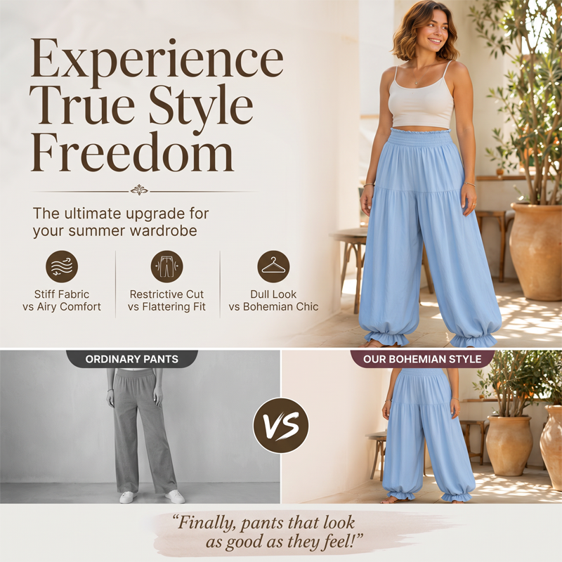 ⌛Offre à durée limitée : pantalon lanterne décontracté à ourlet volanté pour femme